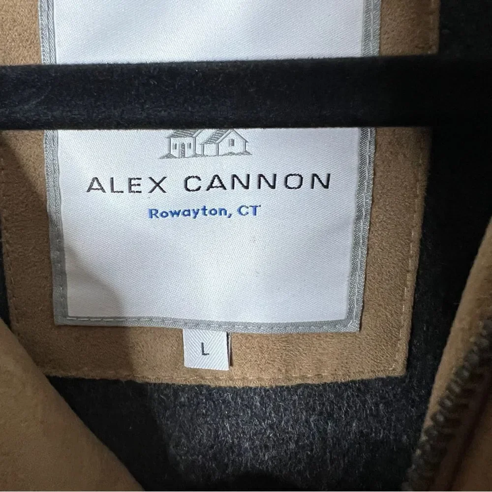 Alex Cannon Men’s Tan Wool Lined Faux‎ Suede Zip Snap Down Jacket Size Large